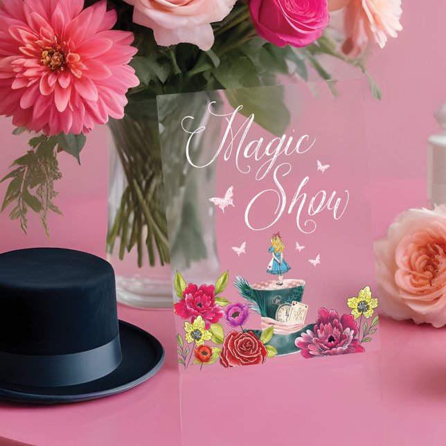 Magic Show Alice In Wonderland Vibrant Florals Acrylic Sign (Magic Show Alice In Wonderland Vibrant Florals Acrylic Sign)