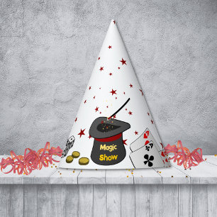 Magic Show Birthday Party Black White Red Kids Hat
