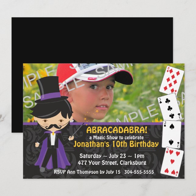 Magic Show Birthday Party Invitation (Front/Back)