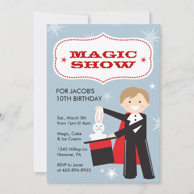 Magic Show Birthday Party Invitations (Front)