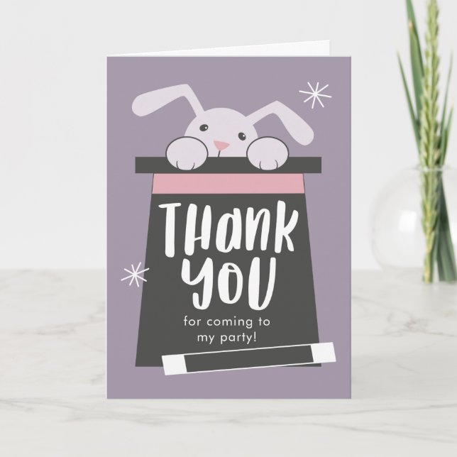 Magic Show Bunny Birthday Party Thank You (Front)