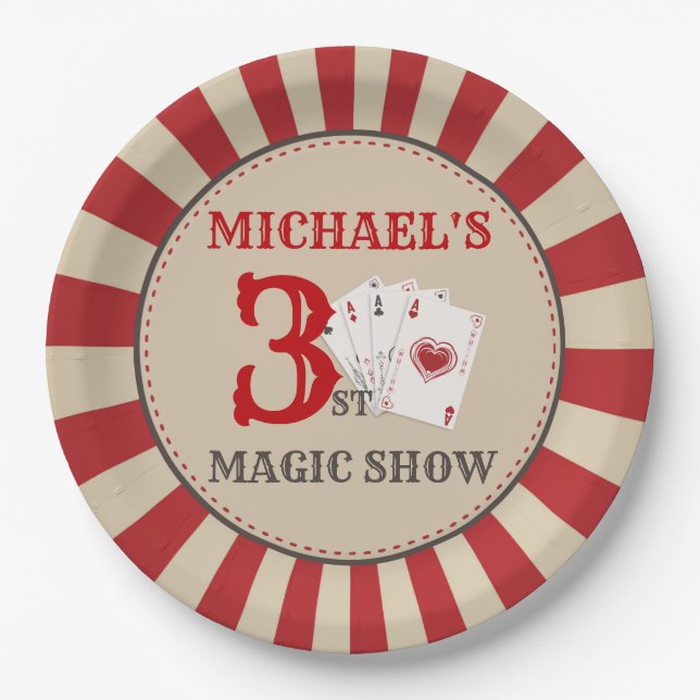 Magic Show Circus Birthday Party Paper Plate (Front)