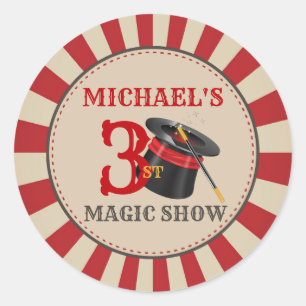 Magic Show Circus Birthday Party Sticker Labels