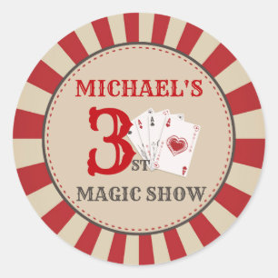 Magic Show Circus Birthday Party Sticker Labels