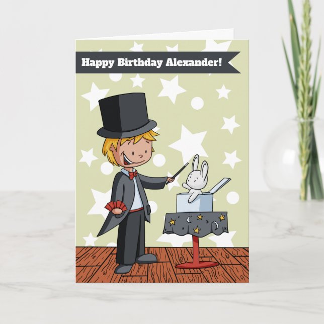 Magic Show Kids Personalised Happy Birthday Card (Front)