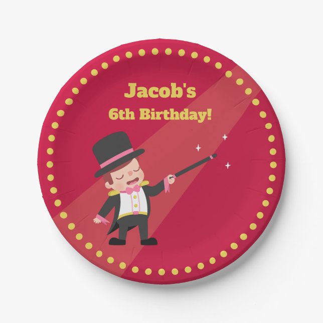 Magic Show Magician Boy Birthday Party Supplies Paper Plate (Front)