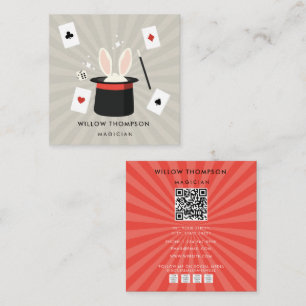 Magic Show Magician Illusion QR Code Social Media  Square Business Card
