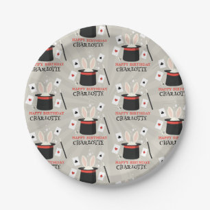 Magic Show Magician Kids Birthday Custom Name Paper Plate