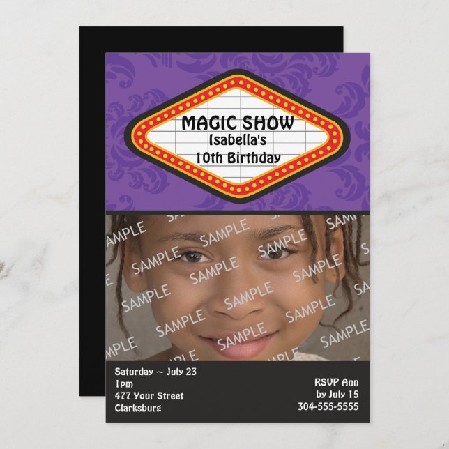 Magic Show Marquee Birthday Party Invitation (Front/Back)