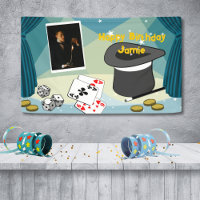 Magic Show Stage Happy Birthday Name Blue