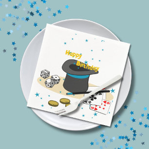 Magic Show Stary Blue Happy Birthday Kids Party  Napkin