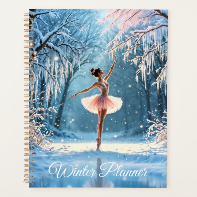 Magic snowfall ballerina winter poise art planner (Front)