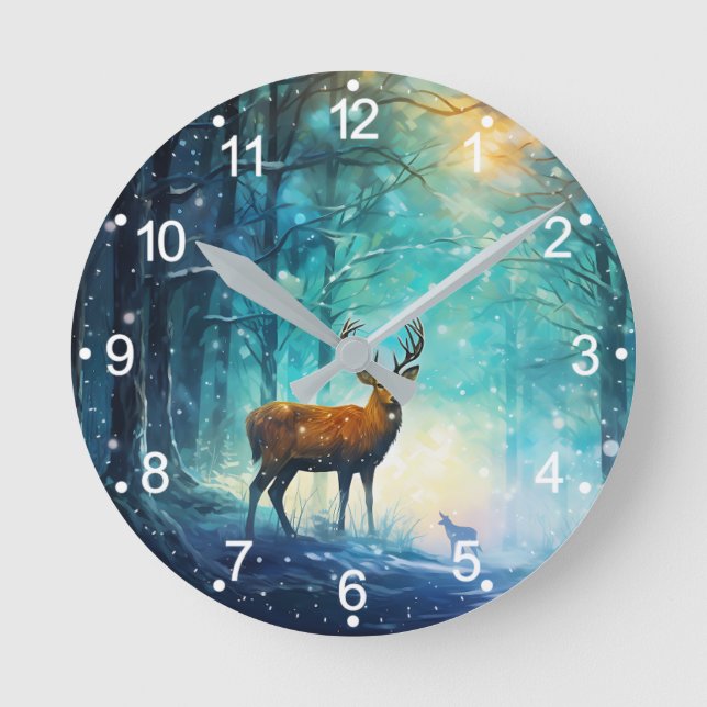 Magic Snowy Forest Art-82109 Round Clock (Front)