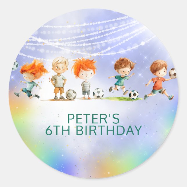 Magic soccer football birthday game classic round sticker (Front)