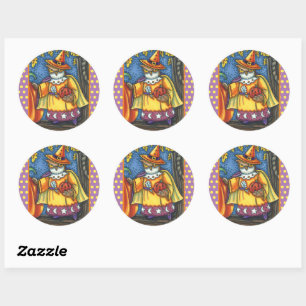 MAGIC SPELLS AND HALLOWEEN HOOTS, OWL WIZARD CLASSIC ROUND STICKER