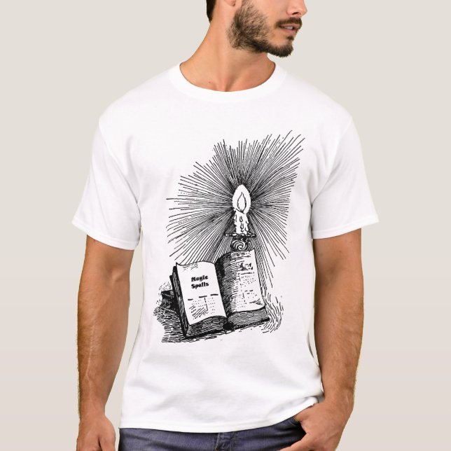 Magic Spells Book Candle Witchcraft art T-Shirt (Front)