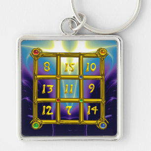 MAGIC SQUARE 33 , Blue Purple Black Key Ring