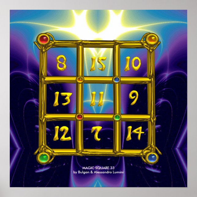 MAGIC SQUARE 33 ,Blue Purple Poster (Front)