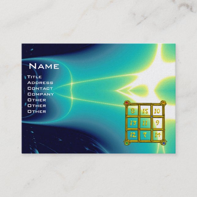 MAGIC SQUARE 33 , Blue Turquase , Pearl Paper Business Card (Front)