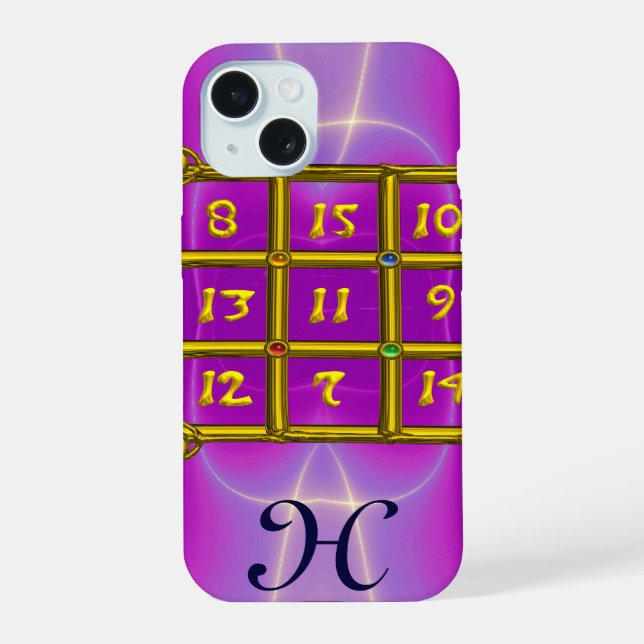 MAGIC SQUARE 33 MONOGRAM Pink Fuchsia, Purple iPhone 15 Case (Back)