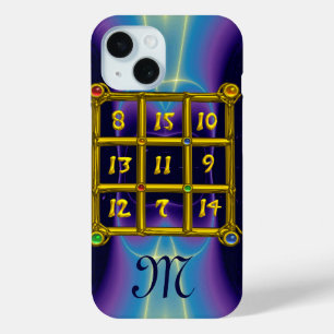 MAGIC SQUARE 33 MONOGRAM Teal, Aqua Blue Purple iPhone 15 Case