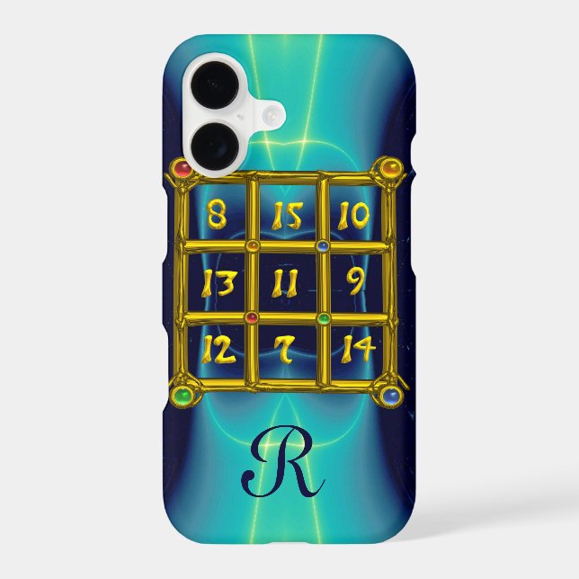 MAGIC SQUARE 33 MONOGRAM  Teal,Aqua Blue Turquoise (Back)