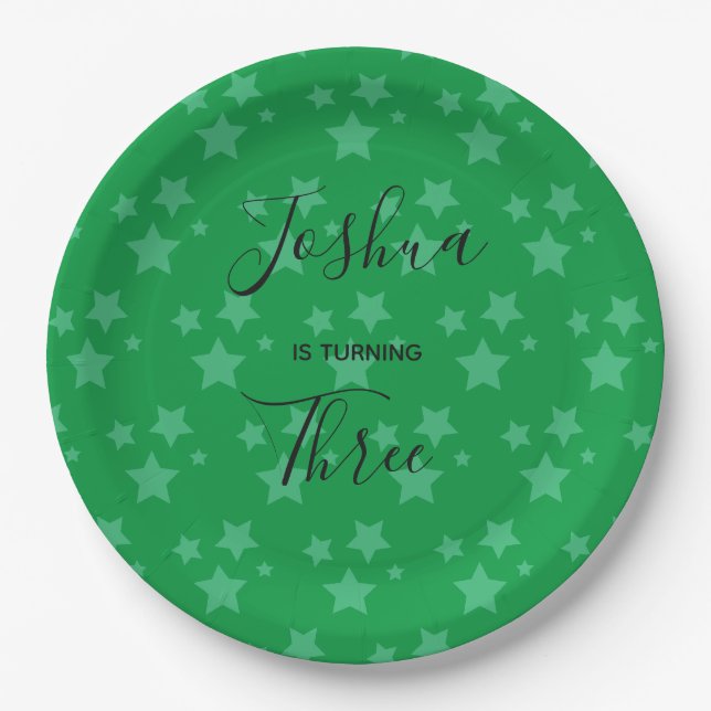 Magic Star birthday Green  Circus Party Paper Plate (Front)
