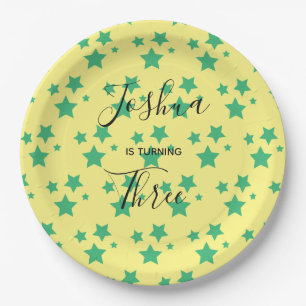 Magic Star birthday Green Yellow Circus Party Paper Plate