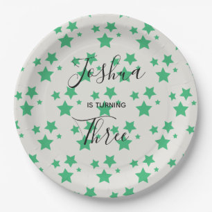 Magic Star birthday Grey Green Paper Plate