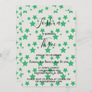 Magic Star birthday invitation Grey Green