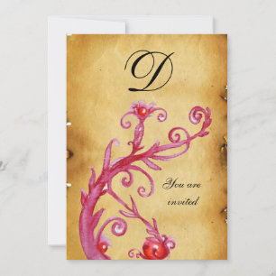 MAGIC SWIRL MONOGRAM parchment  vibrant bright Invitation