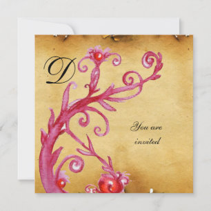 MAGIC SWIRL MONOGRAM parchment  vibrant bright Invitation