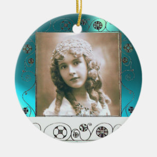 MAGIC SWIRLS PHOTO TEMPLATE ,Blue Aquamarine Ceramic Tree Decoration