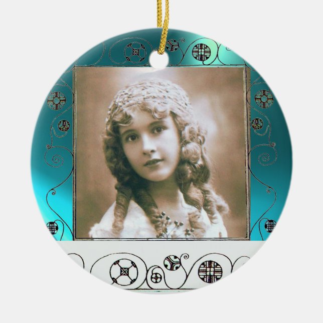 MAGIC SWIRLS PHOTO TEMPLATE ,Blue Aquamarine Ceramic Tree Decoration (Front)