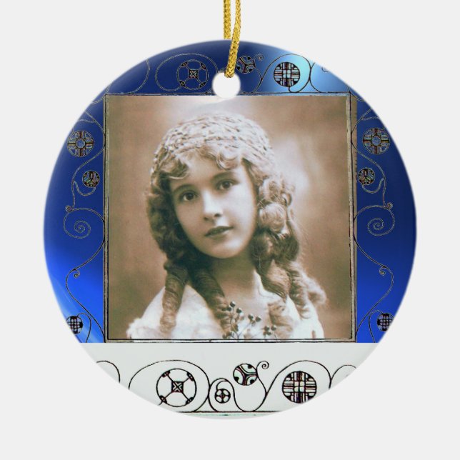 MAGIC SWIRLS PHOTO TEMPLATE , Blue Sapphire Ceramic Tree Decoration (Front)