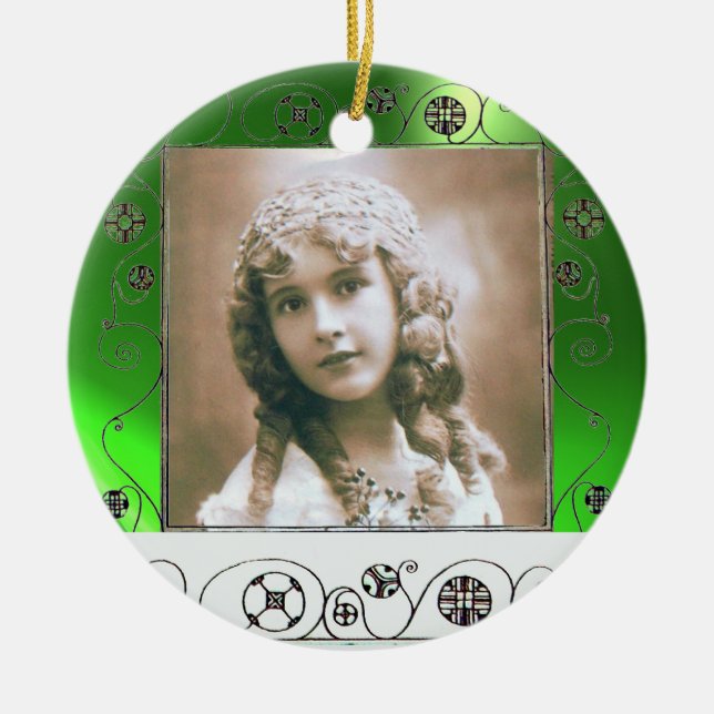 MAGIC SWIRLS PHOTO TEMPLATE ,Green Emerald Ceramic Tree Decoration (Front)