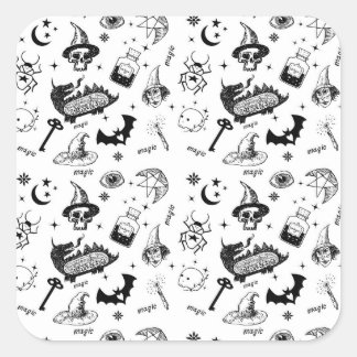 Magic symbols square sticker