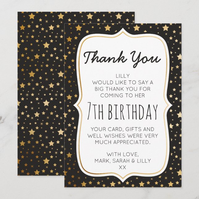 Magic themed birthday thank you card (Front/Back)
