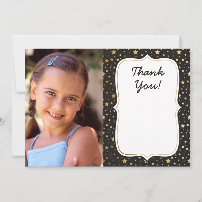 Magic themed photo birthday thank you card (Front)