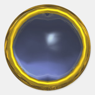 MAGIC TOPAZ , bright vibrant blue yellow Classic Round Sticker