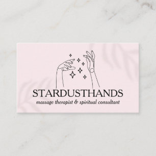 Magic Touch: Pink Modern Hands with Stars Business Card