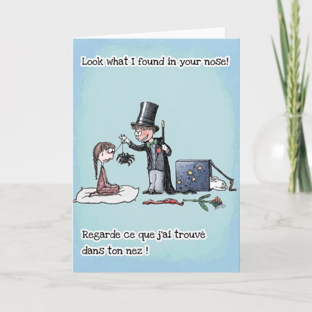 Magic trick for kids - English French Card (Front)
