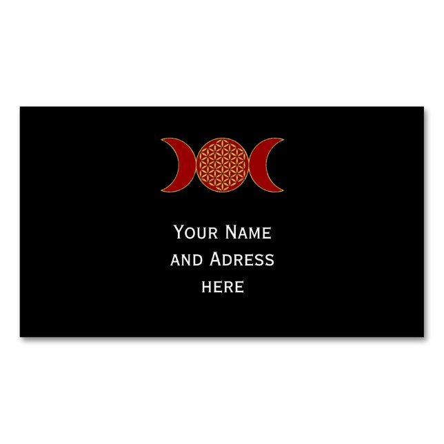 Magic Triple Moon - Spirit Flower Of Life 1 Magnetic Business Card (Front)