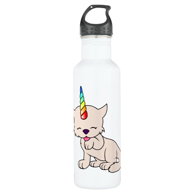 Magic Unicorn Cat = Kittycorn 710 Ml Water Bottle (Front)