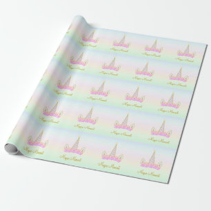 Magic Unicorn Flowers & Stars Wrapping Paper