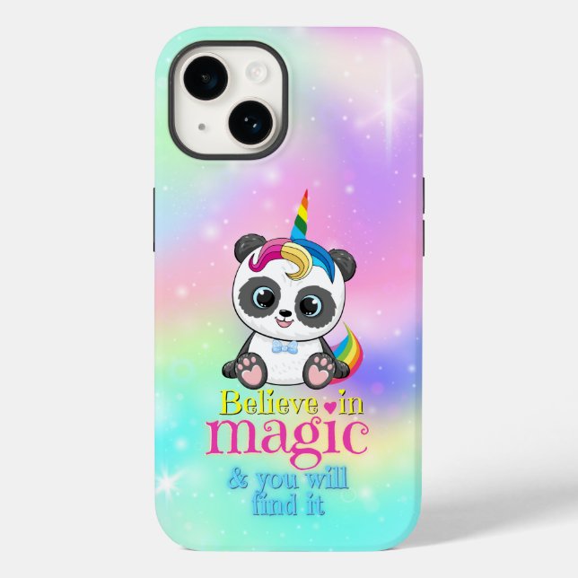 Magic unicorn panda on rainbow background Case-Mate iPhone case (Back)