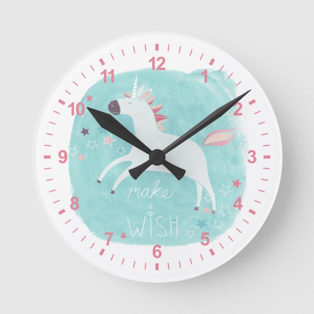Magic Unicorn Squad - Make a Wish Round Clock (Front)