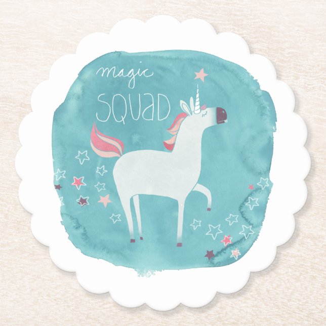 Magic Unicorn Squad Paper Coaster (Front)