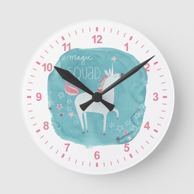 Magic Unicorn Squad Round Clock (Front)