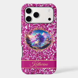 Magic Unicorn With Pink Glitter And Name